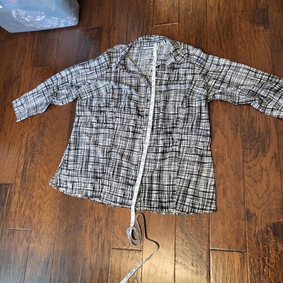 Croft & Barrow Plaid Dress Shirt Long Sleeve Top Plus Size 2x Black and White - Picture 10 of 10